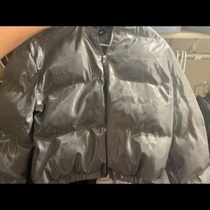 GREY vinyl puffer jacket from PrettyLittleThing